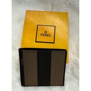Fendi Diagonal Wallet with the FF motif in brown and tobacco fabric